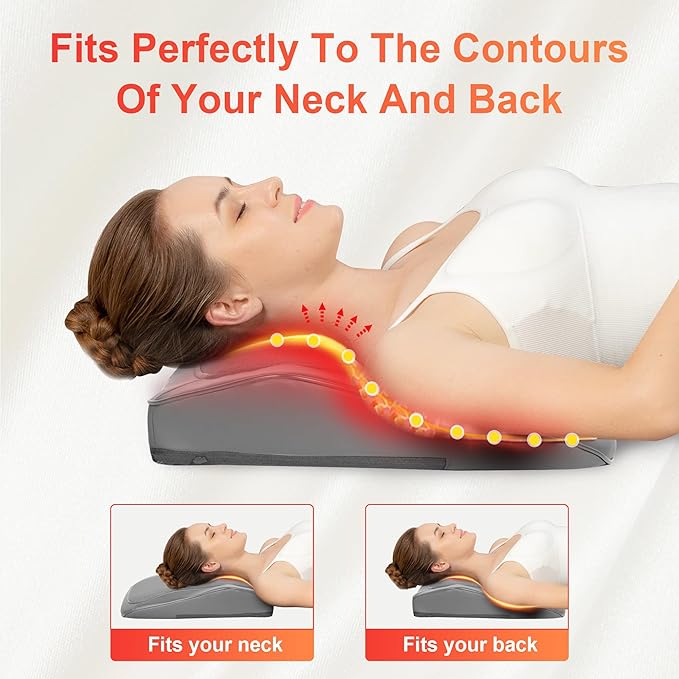 COMFIER Shiatsu Neck and Back Massager with Heat &amp Vibration 3D Deep Kneading Back Massage for Pain Relief Home Office UseGift for Her/HimGray