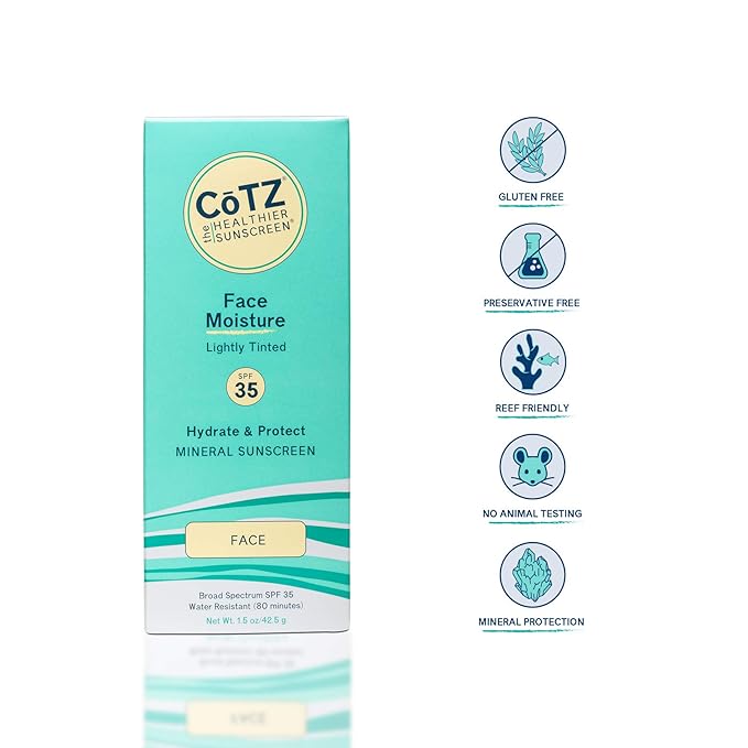 CoTZ Face Moisture Lightly Tinted Mineral Sunscreen Broad Spectrum SPF 35 1.5 oz / 42.5 g