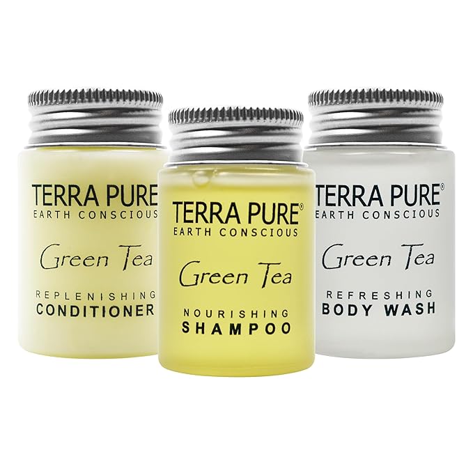 Terra Pure Shampoo Conditioner and Body Wash Travel Size Hotel Amenities 1 oz. (Case of 300)