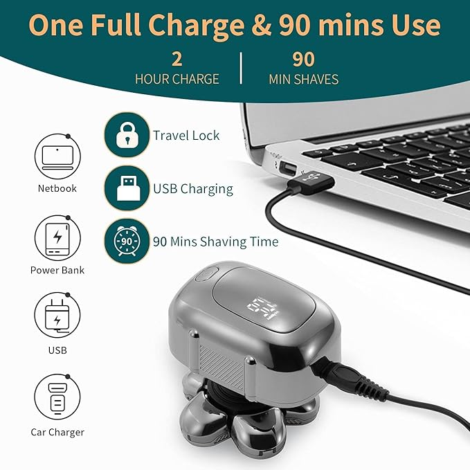 Electric Razor for Men Professional Electric Razor 6 Blade Washable Shaving Rechargeable Beard Bald Electric Grooming Shaver Men Body Hair Trimmer