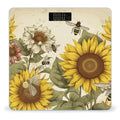 Bees Sunflowers Daisy Rose Flowers Bathroom Scale for Body Weight Bathroom Weighing Scale with Backlit LCD Display Highly Accurate Measures Weight Up to 180kg