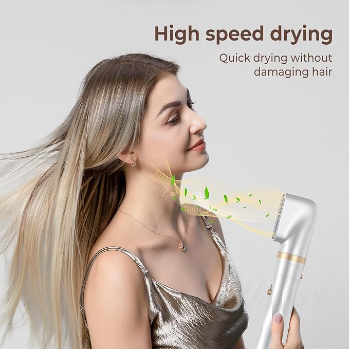 Hair Dryer Brush 5 in 1 Blow Dryer Brush Set High Speed Hot Air Styler Auto Wrap Curlers for Frizz-Free Volume Multifunctional Hair Dryer for Curling Straightening Volumizing (Platinum)