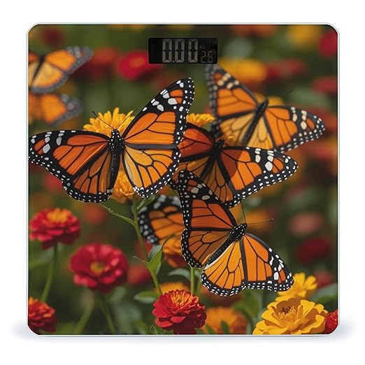 Monarch Butterflies Scale for Body Weight Digital Bathroom Scale Toughened Glass High Precision Scales for Body Weight with Large LCD Backlight Display Weight Scales