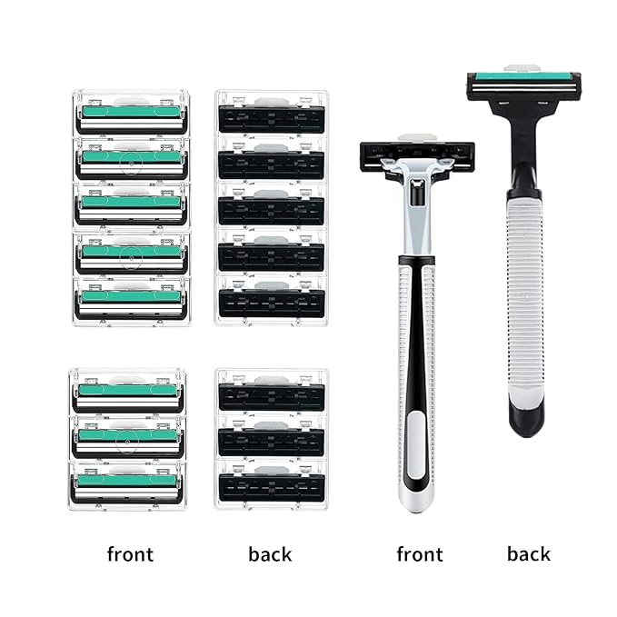 Razors for men Shaving2-Blade mens Razor Cartridges Includes 1 Handles and 48 Replaceable razor head With Lubricating Strip - Compatible With Atra Razor Handles（48 Cartridges reffills）
