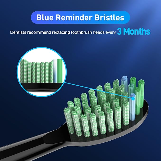 Toothbrush Replacement Heads Compatible with TAO Clean Sonic Electric Toothbrush - Daily Care Whitening Brush Heads Compatible with Taoclean Black