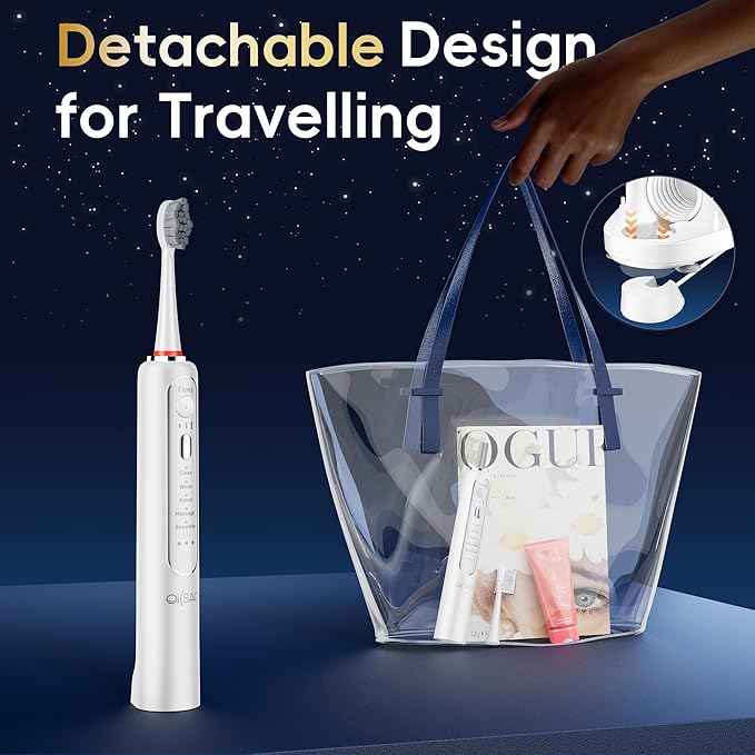 Electric Toothbrush with Water Flosser Combo in One Professional Flossing Toothbrush for Teeth Cleaning and Flossing Plaque Removal Rechargeable5 Brush Modes &amp 3 Flossing Speeds500MLWhite