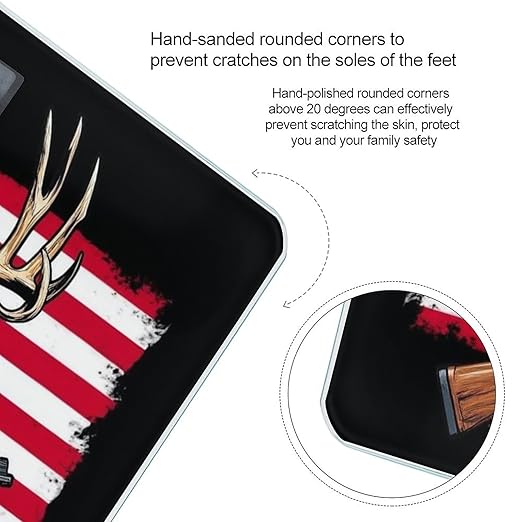Energy Saving Scale Bathroom Weighing Scale Smart Scale for Body Weight Digital Hunting Deer USA American Flag Black
