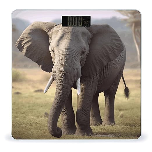 Big Ears Elephant Scale for Body Weight Anti-Slip Tempered Glass Digital Bathroom Scales Clear LCD Display Weighing Scale Safe Rounded Corners Smart Scales