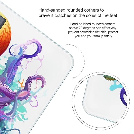 Colorful Octopus Bathroom Scale Large LCD Backlight Display Digital Scale Rounded Corners Body Scales Automatic Power On/Off Bathroom Scales for Home Bedrooms
