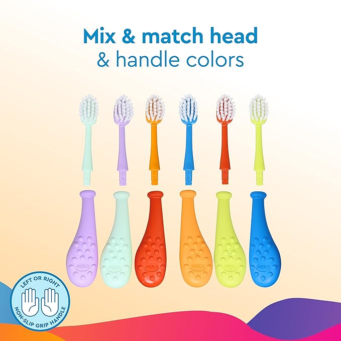 RADIUS Big Kidz Forever Brush Replaceable Head for Children 6 Years and Up BPA Free ADA Accepted for Growing Teeth and Gums 2 Heads - Extra Soft