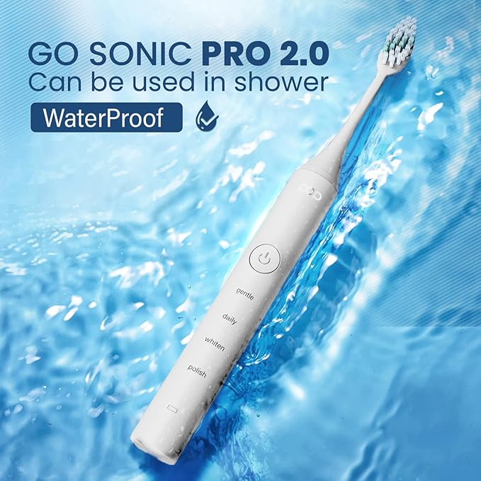 Pop Sonic Pro 2.0 Electric Toothbrush (White) Rechargeable Sonic Toothbrush with 45000 Vibrations Per Minute &amp 4 Cleaning Modes for Adults &amp Kids with Long Lasting Dupont Nylon Bristles