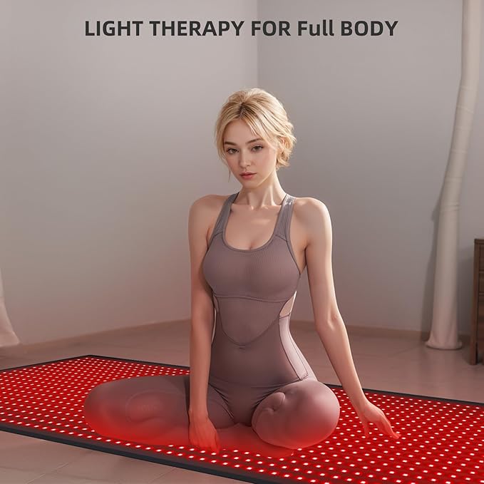 Red Light Therapy Large Mat for Whole Body Relief 71''x31'' Infrared Therapy Blanket 1280pcs Beads 660nm 850nm Red Infrared Therapy for Full Body Parts Relief at Once