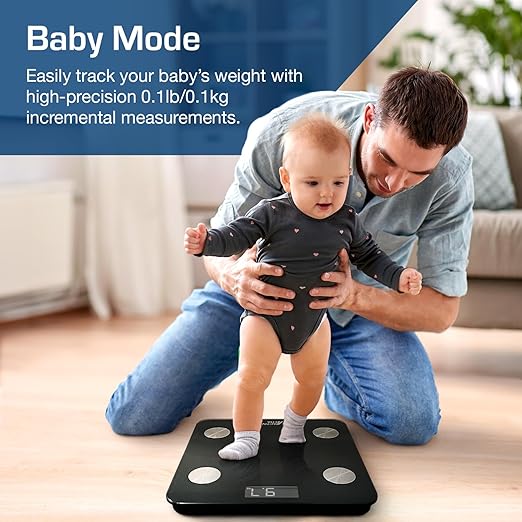 Active Era Digital Bathroom Bluetooth Scales Weight and Body Fat - Fit Track Scale Calculates BMI Body Fat Percentage Muscle Mass - Apple Health Google Fit &amp Fitbit Compatibility (Black)