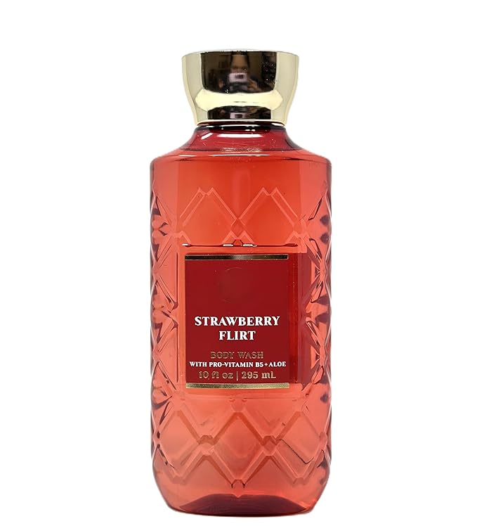 Bath and Body Body Wash that gently cleanses your skin with a rich bubbly lather (10 fl oz / 295 mL Strawberry Flirt)