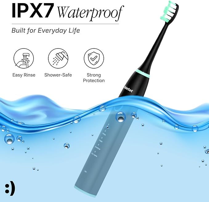 Sonic Toothbrush – Rechargeable Electric Toothbrush for Sensitive Teeth &amp Gums 40000 Sonic Vibrations 5 Brushing Modes USB Rechargeable 3-Week Battery Travel-Friendly - White