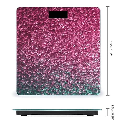 Pink Glitter Scale for Body Weight Precision Bathroom Weighing Scales with Back Lit LCD Display Sturdy Tempered Glass Body Weight Scales Digital Bathroom Scale 400lb