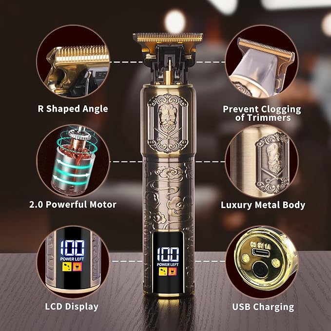 Ufree Professional Beard Trimmer for Men Zero Gapped T-Blade Hair Clipper &amp Mustache Trimmer Kit with LCD Display Precision Edgers for Haircut &amp Grooming Barber-Grade Electric Shaver Gifts