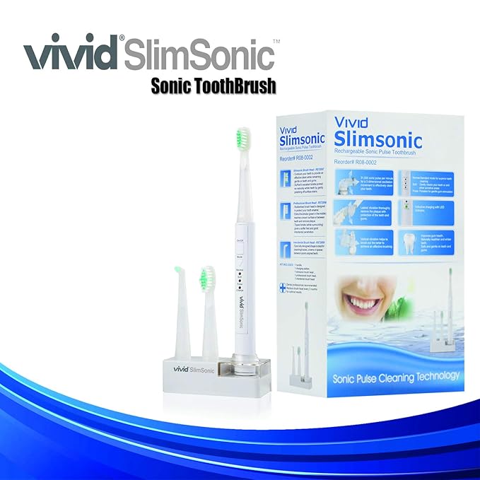 Rechargeable Sonic Pulse Interdental Electric Toothbrush – Slim Regular Heads – 3 Dimensional Oscillation Movement