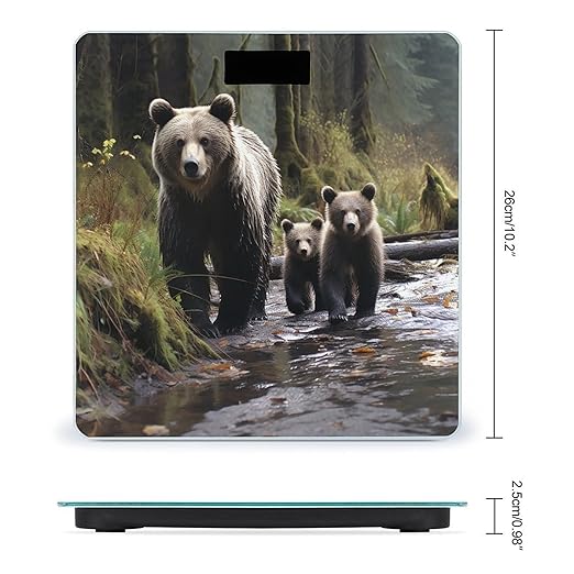Mother Bear and Her Cubs Bathroom Scale Ultra-Bright Liquid Crystal Screen Weight Scale Accurate Bathroom Body Scales for Body Weight Bathroom Pet Home Bedroom Gift-Giving