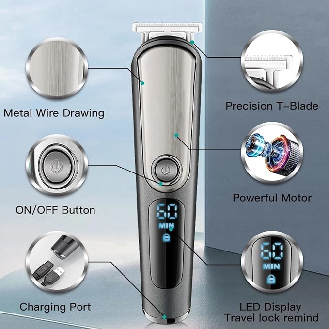 Hair Clippers for Men 5 in 1 Adjustable Hair Beard Trimmer for Men Body Groomer Electirc Shaver Facial Nose Ear Trimmer Eyebrow Rechargeable