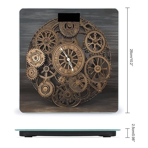 Steampunk Gears Clock Weight Scale Large Bathroom Scales Digital Weight with Bright LED Display Non Slip Automatic Weighing Scale Fashion Weighing Machine for Body