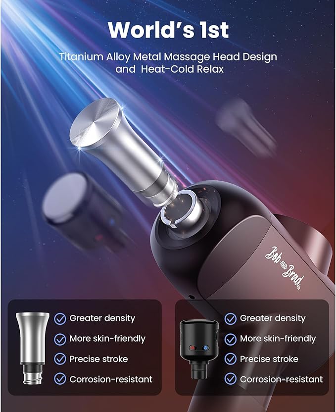 BOB AND BRAD X6 Pro Max Massage Gun with Heat-Cold and Metal Head Therapy+ThermoRed Heating Pad Belt Massager for Lower Back Support