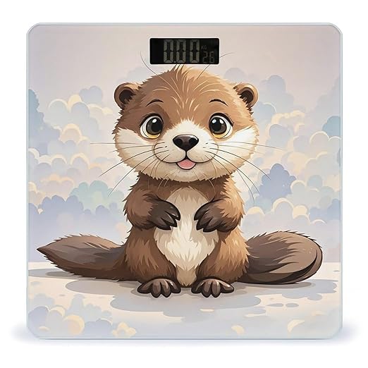 Cute Brown Otters Scale for Body Weight Digital Bathroom Scale Toughened Glass High Precision Scales for Body Weight with Large LCD Backlight Display Weight Scales