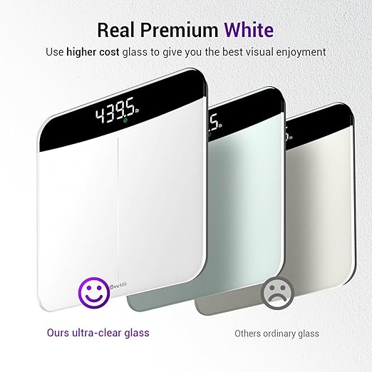 Ovutek Scale for Body Weight Highly Accurate 450lb Digital Bathroom Scales for People Automatic Weighing Machine for Baby Pet Light Items Large LED Sturdy and Durable Base White