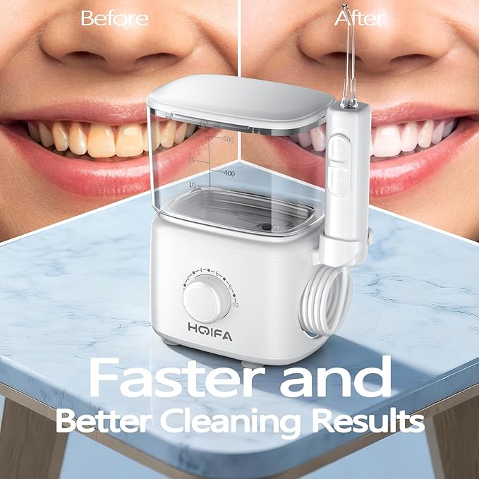 Water Dental Flosser 600ML Large Water Tank Oral Irrigator for Teeth 10 Modes Water Flosser with 5 Jet Tips Suitable for Multiple Users IPX7 Waterproof Electric Flossing Machine for Family White