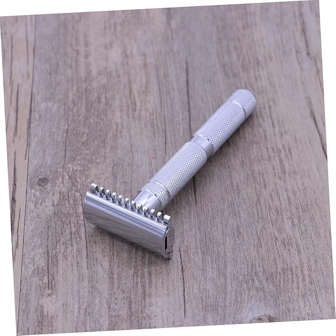 Baluue 2pcs Men Razor Safety Razor Stainless Steel Blade Double Shaver for Gentle Hair Removal