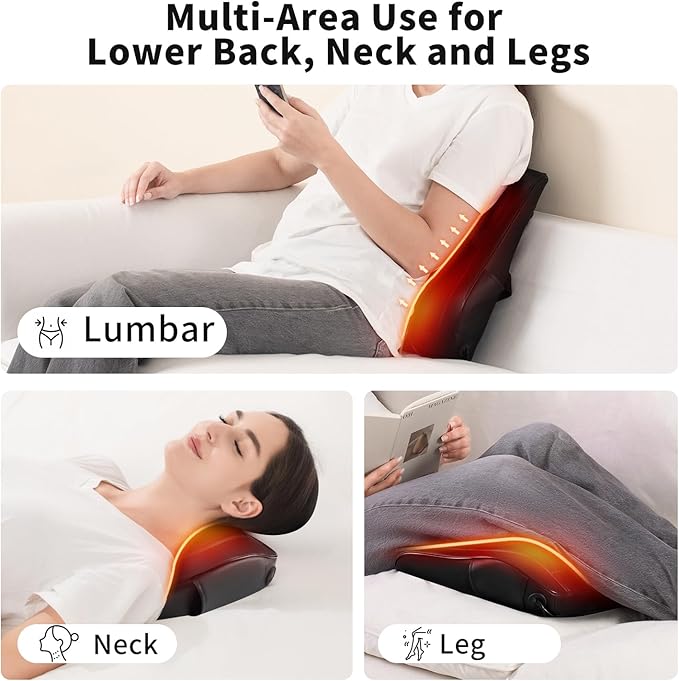 Firebrighting Electric Back Massager with Heat for Office Chair - Shiatsu Deep Kneading Massage Pillow Back Comfort Support for Meetings and Reading Adjustable StrapGifts for Dad Mom Men Women