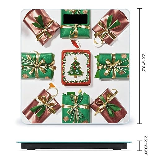 Christmas Gift Wrapping Scale for Body Weight Highly Accurate Digital Bathroom Body Scale Digital Bathroom Scales for People Anti-Slip Large LCD Display Smart Scales