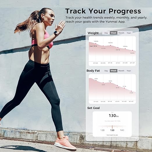 Yunmai Smart Scale with BMI Body Fat Muscle Mass Digital Weight Body Fat Scale Mini 13 Body Composition Scale Bluetooth Health Apps Compatible Rechargeable 400lb