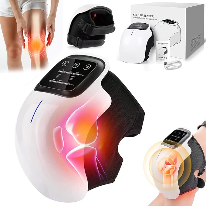 Kneemedy – Natural Knee Pain Relief Device Cordless Knee Bliss Red Light Massager with Infrared Heat Vibration Massage Compression Led Screen (1Set)