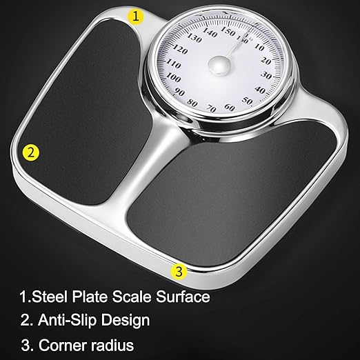 Mechanical Weight Scale Mechanical Bathroom Scale No Batteries Required with Easy to Read Measurements Weigh Up to 160Kg for HomeOfficeDorm Scales
