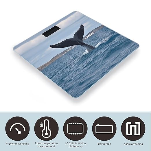 Whale Tail Bathroom Scale Large LCD Backlight Display Digital Scale Rounded Corners Body Scales Automatic Power On/Off Bathroom Scales for Home Bedrooms