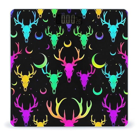 Smart Scale for Body Weight Digital Bathroom Weighing Scale Energy Saving Scale Goth Moon Stars Hunting Deer Skulls