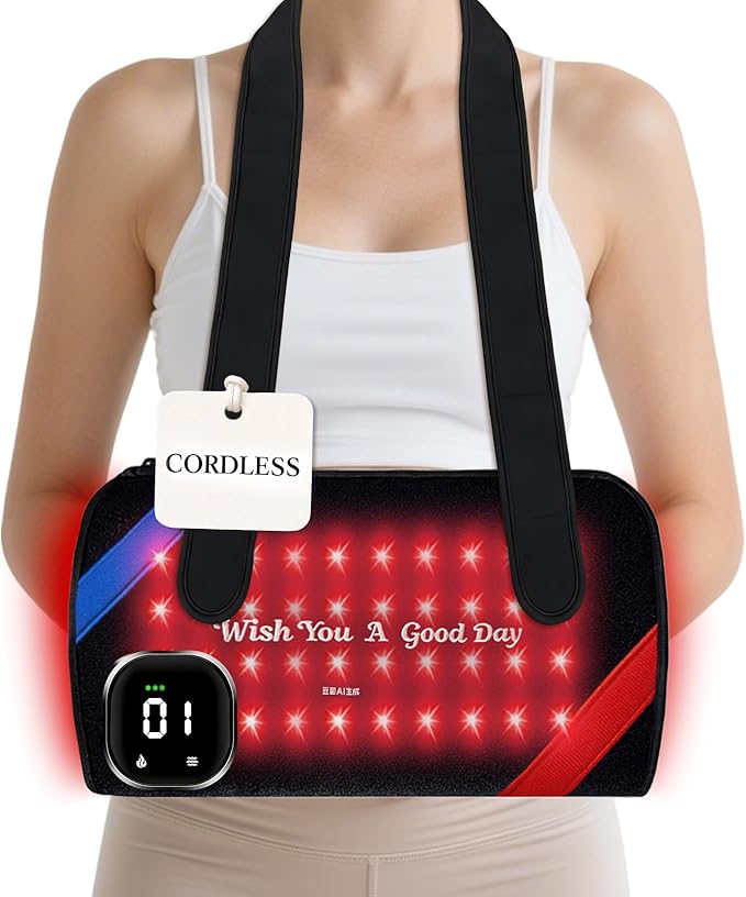 Red Light Therapy for Hands &amp Wrists Cordless Dual-Hand Infrared Therapy Muff with 80 Dual-Wavelength LED Beads (660nm &amp 850nm) 5 Therapy Modes 3000mAh Battery for Full-Coverage Pain Relief
