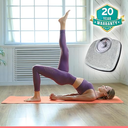 Adamson A25 Scales for Body Weight - Up to 400 LB - New - 5.3 Dial on 12.4 x 10.2 Platform - Anti-Skid Rubber Surface - Bathroom Scale Analog - Durable with 20-Year Assurance - w/Rug - Grey