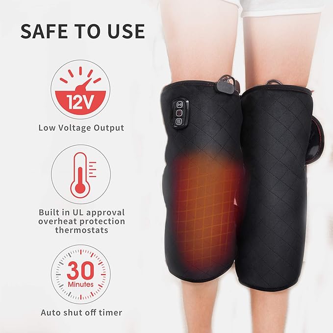 COMFIER Plug-in Heated Knee Massager with Vibration &amp Heat Wrap-Around Knee Heating Pad Pair Knee Warmers for Men Women Seniors FSA Eligible HSAMothers Day Gifts for Mom Dad