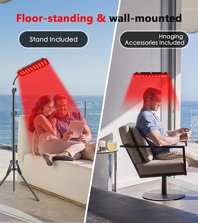 Red Light Therapy Lamp Infrared Light Therapy with Stand - 660nm Redlight and 850nm Near Infrared Light Device for Body Pain Relief Skin Care