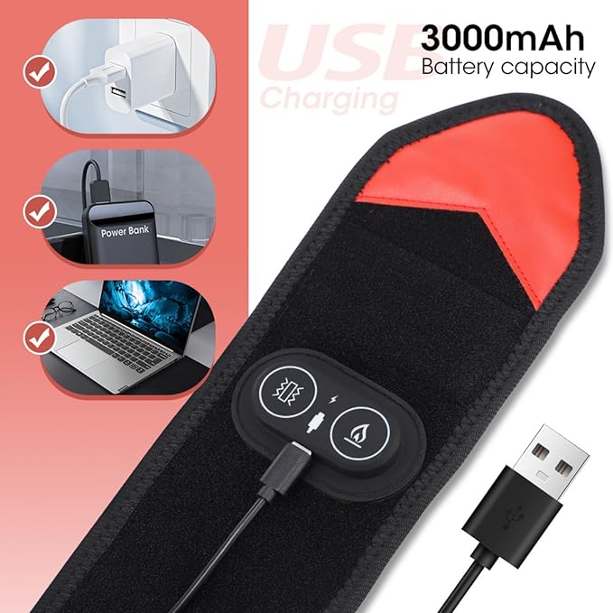 Kovarria TheraWrap Cordless 3-in-1 Red Light Therapy Wrist Wrap Rechargeable Hand Brace with 3 Heat Settings &amp 3 Vibration Levels