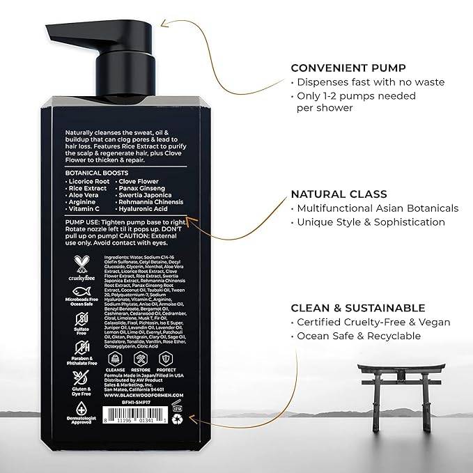 BLACKWOOD FOR MEN Workout Warrior Recovery Set including Active Men Shampoo Pure Moisture Body Wash X-Punge Foaming Face Wash - Natural Vegan Formula