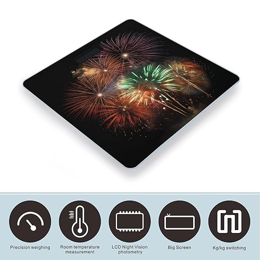 Splendid Fireworks Scale for Body Weight High Precision Digital Weight Scales with LCD Display Anti-Slip Sturdy Slim Tempered Glass Bathroom Scale for Home Use