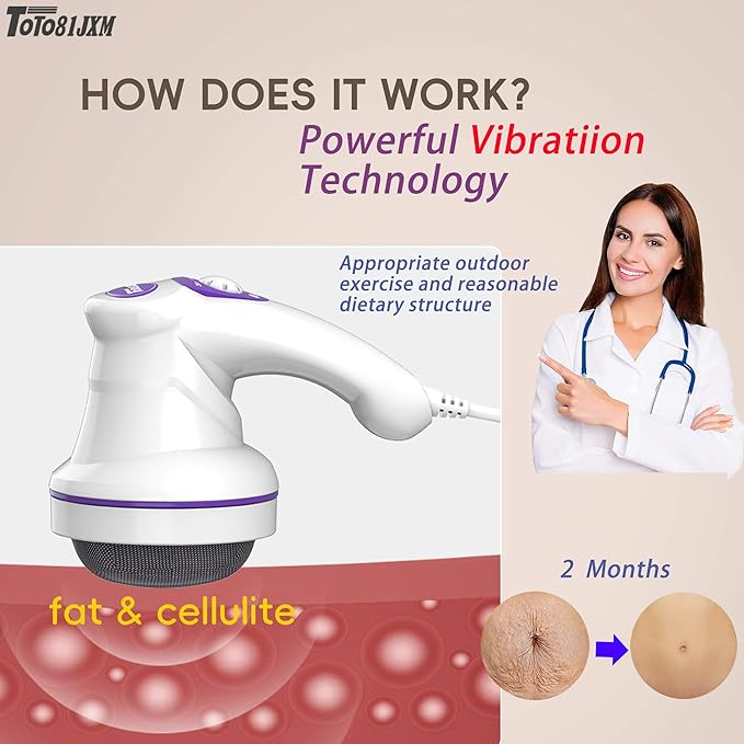 Electric Cellulite Massager – Body Sculpting Machine with 8 Massage Heads Lymphatic Drainage &amp Skin Tightening for Belly Stomach Leg Lipo Roller Massager After Surgery Adjustable Speed.