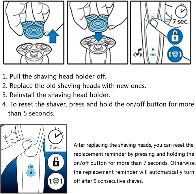 SH98/72 Replacement Shaver Heads Compatible with Philipss Norelcos S9000 Replacement BladesSH98 Heads for Philips Norelcos Electric Razors S9000 Prestige (SP98xx) SP9800