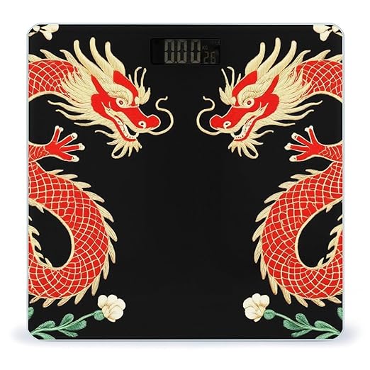 Men's Smart Scale for Body Weight Digital Bathroom Weighing Scale Automatic Switch Energy Saving Scale Floral Chinese Japanese Dragon Flower