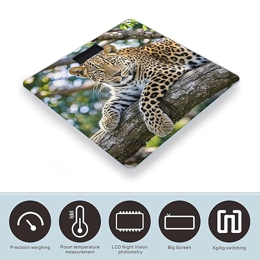 Leopard Scale for Body Weight Digital Bathroom Scale Accurate Smart Weight Scales with Large Display Weighing Machine High Precision Scales
