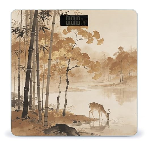 Deer Drink in The Autumn Ravine Smart Scale for Body Weight Digital Bathroom Scale Toughened Glass Weight Scale with Large LCD Backlight Display High Precision Scales Weighing Machine