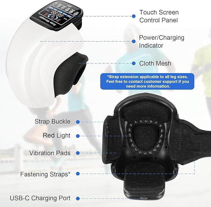 DEITY Knee Massager Smart with Heat Vibration 3D Massage Red Light 4-in-1 Cordless Portable Knee Massager with LED Large Screen Gifts for Grandma &amp Grandpa
